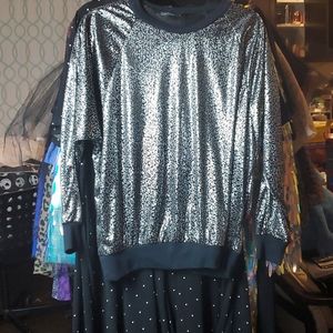 Sliver and Black Leopard Print Long Sleeve Shirt